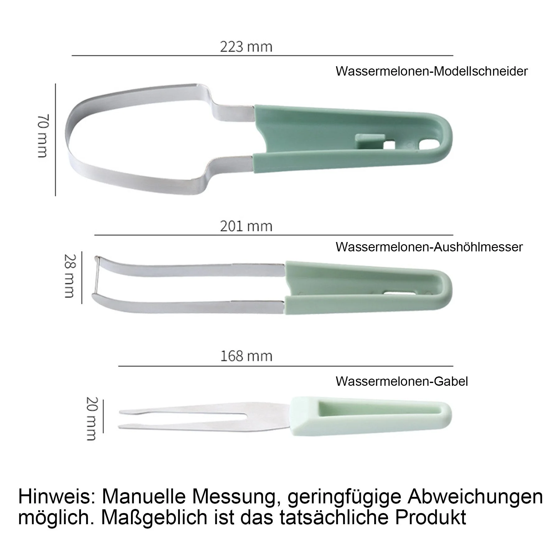 3-in-1 Obst- & Melonenschneider aus Edelstahl – Praktisches Schneidwerkzeug für Zuhause & unterwegs